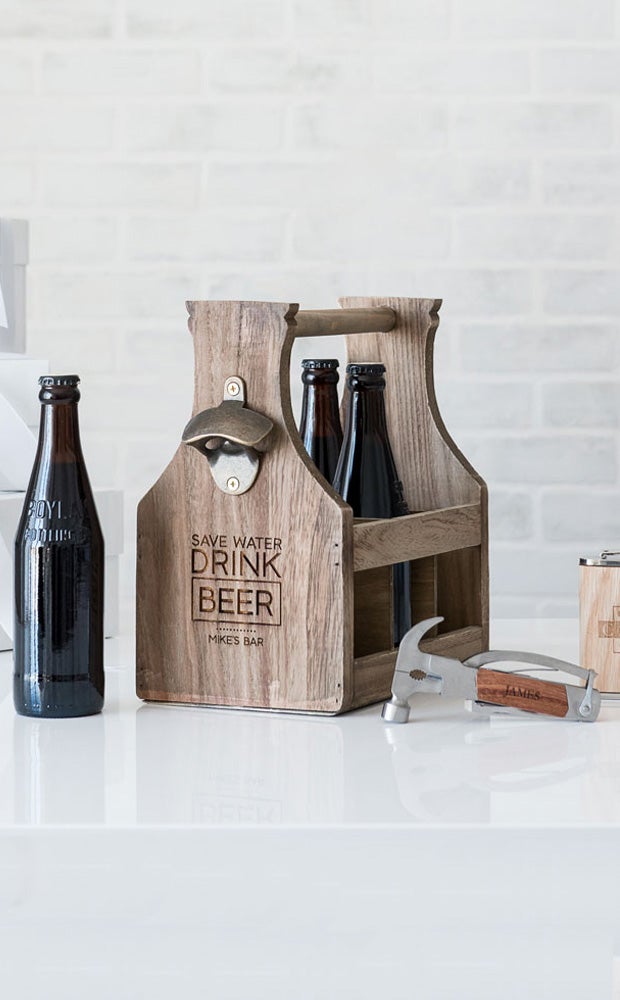 Category Slider - Rustic Wooden Beer Bottle Caddy