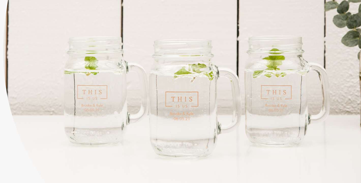 Personalized 12 or 16 oz. Mason Jar Drinking Glass Favor