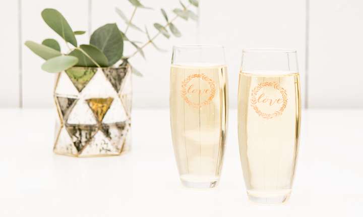 Personalized 9 oz. Stemless Champagne Flute Favor